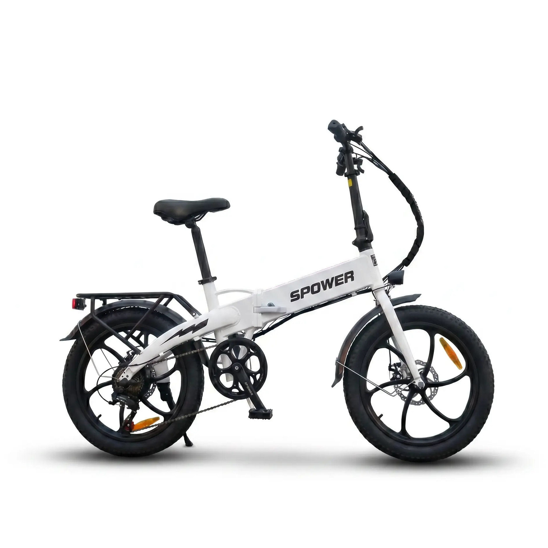 TOB20 電動アシスト折りたたみ自転車、ホワイトモデルの側面画像